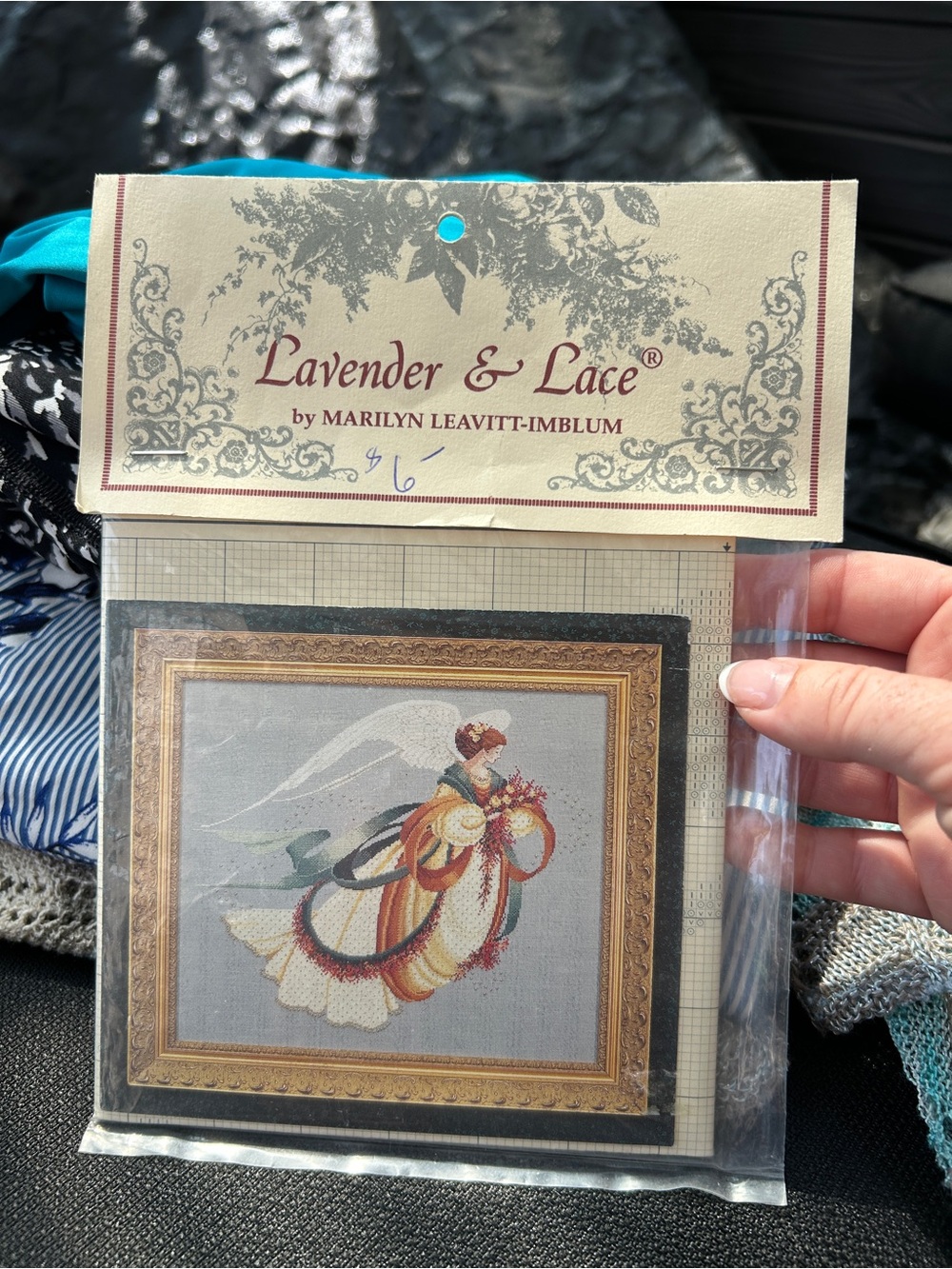 Lavender & Lace Teal and Multicolor Angel Cross-Stitch Kit